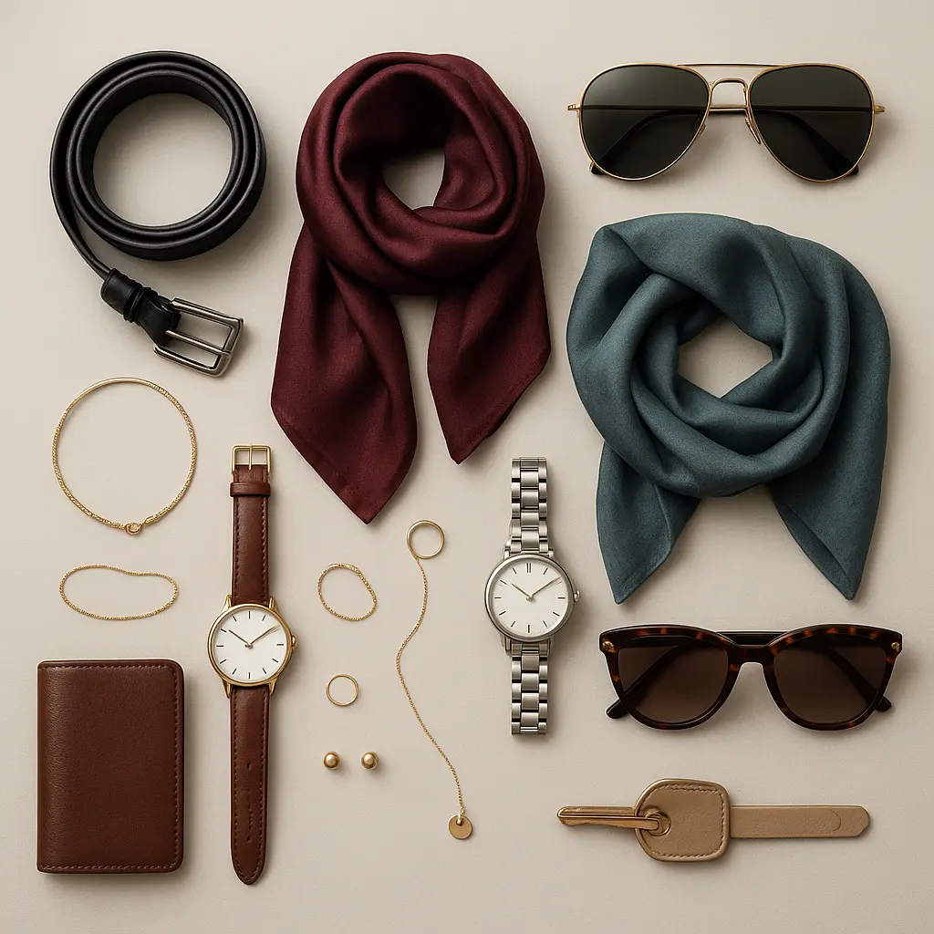 Accessoires und Basics als Flatlay